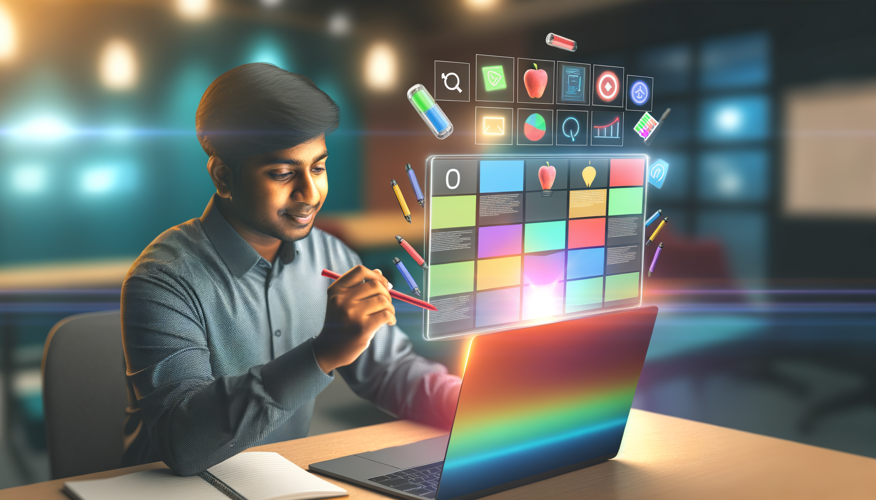 Estudante usando plataforma de estudos com IA